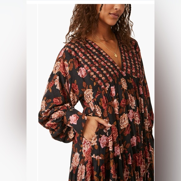 Free People EUC, rose print maxi dress, size large - Picture 2 of 8